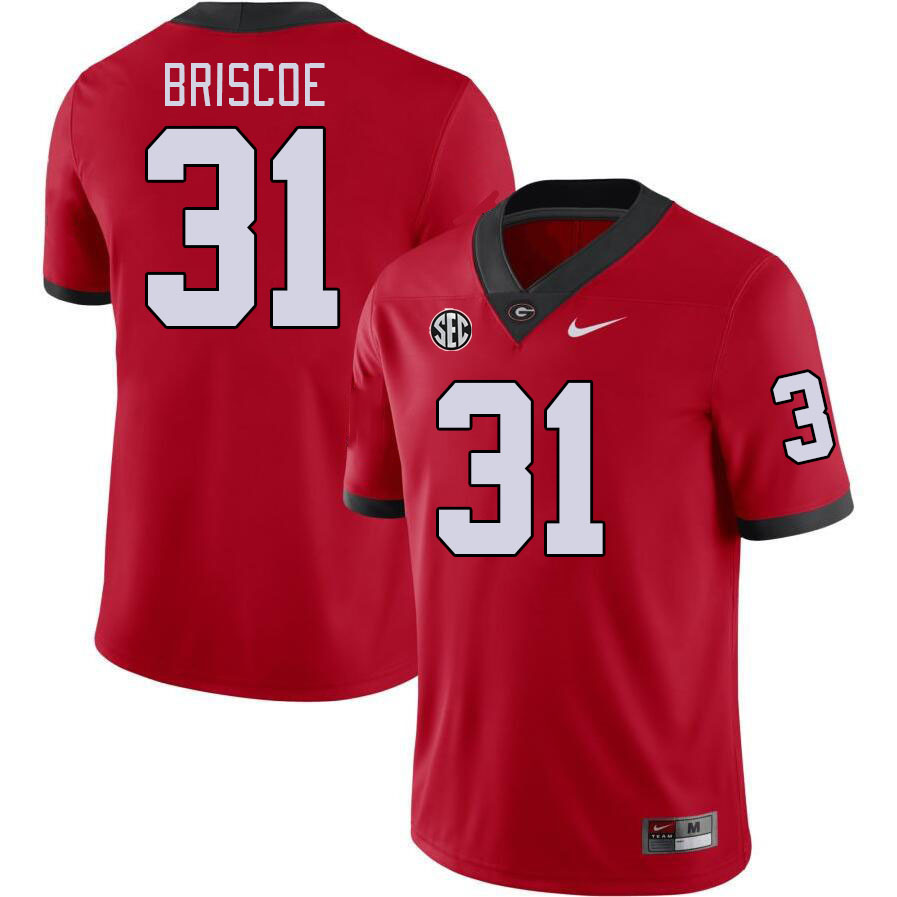Men #31 Grant Briscoe Georgia Bulldogs College Football Jerseys Stitched-Red